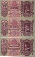 1930. 100P "*"-gal (3x) mindhárom bankjegyen sorozat- és sorszámok erősen felcsúszva, 2x egymásutáni, 1x kevés ugrású sorszámmal T:I