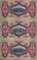1930. 100P "*"-gal (3x) mindhárom bankjegyen sorozat- és sorszámok erősen felcsúszva, 2x e...