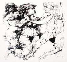 Szalay Lajos (1909 - 1995): Orpheusz. Szita, papír, jelzett a szitán, felcsavarva, 32×32 cm