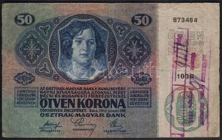1914. 50K jugoszláv ellenbélyegzővel T:III