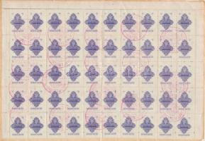 Fél-fél ív 5000 és 10000P okirati illetékbélyegek papírlapon