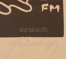 Farkasházy Miklós (1895-1964): Elválás, linó, papír, sorszámozott, jelzett a dúcon is, üvegezett fa ...