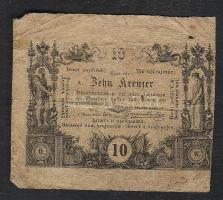 1860. 10Kr vízjeles papíron, felső ívszéllel T:II/III