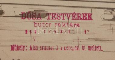 Dósa testvérek: Szekrény terv. Ceruza, papír, jelzett (pecsét), apró szakadással, 29×19 cm