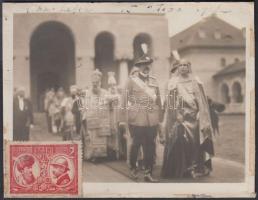 cca 1923 Ferdinánd és Mária román királyi pár Gyulafehérváron / Romanian king and queen in Alba Iulia 10x7 cm