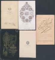 cca 1860-90 Korabeli keményhátú fotók, 5db, különböző bécsi műtermekből: A. Gellis, Carl Kral, Bohr,...