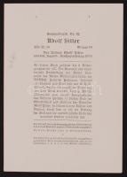 1935 Az ifjúság előtt beszédet mondó Hitler, kisméretű propagandanyomtatvány