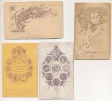 cca 1860-90 Korabeli keményhátú fotók, 4db, különböző műtermekből: Gertinger, Kozics, Fink, Aihinger...