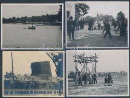 Érdekes, mopzgalmas, azonosításra váró fotók tétele: iskola, strandfürdő, felvonulások, összesen 8 d...