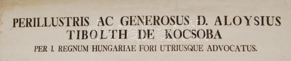 1827 kocsobai Tibolth Alajos (1792-1827) ügyvéd halotti címere, latin nyelvű magyarázó szöveggel