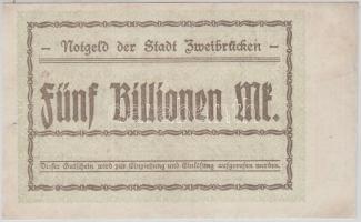 Németország/Weimari Köztársaság/Zweibrücken 1923. 5.000.000.000.000M városi pénz T:restaurált
German...
