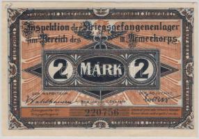 Német Birodalom/Hadifogolytábor a III. Hadtest alárendeltségében  1917. 2M T:I- hajtatlan German Empire/POW camp under the III. Army Corps 1917. 2 Mark C:AU unfolded