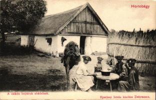 Hortobágy, Csikós bojtárok ebédelnek, kiadja Eperjesy István