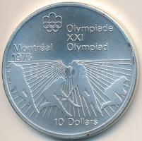 Kanada 1976. 10$ Ag "Montreali olimpia - Jégkorong" tokban T:1 Canada 1976. 10 Dollars Ag "Montreal Olympic Games - Ice hockey" in case C:UNC