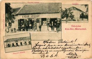 Kunszentmárton, Városháza, Piac téri üzletek, Kádár József, Bozóky Álmos, Horváth Testvérek, Sípos Béla és Markovits üzlete, kiadja Sáray Albert (EK)