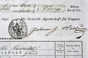 Pest 1841. "Azienda Assicuratrice in Triest" kitöltött tűzkárra biztosító kötvény bélyegzé...