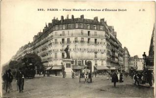 Paris, Maubert square, statue of Etienne Dolet