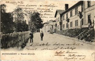 Petrozsény vasútállomás, Herz Arnold és Grausam Károly kiadása / railway station (fa)