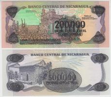 Nicaragua 1985. 1000C "500.000C" felülbélyegzéssel + 1000C "200.000C" felülbélye...