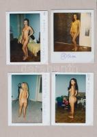 cca 1990 Bevállalós leányok, 4 db finoman erotikus polaroid fénykép, 11x8,5 cm / cca 1990 4 erotic photos, 11x8,5 cm