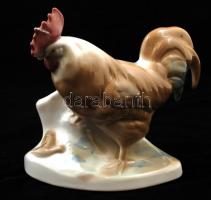 Gorodnyica orosz porcelán kakas és tyúk tartó, apró kopásnyomokkal, m: 13,5 ill. 15 cm