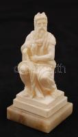 Michelangelo Mózes-szobrát ábrázoló kisméretű alabástrom szobor, jelzés nélkül, m: 10 cm