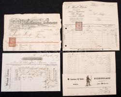 1868-1914 Díszes fejléces számlák Bécsből, különböző méretben