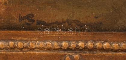 Olvashatatlan jelzéssel: Hűvösvölgyi kert, olaj, fa, díszes keretben, 23×17 cm