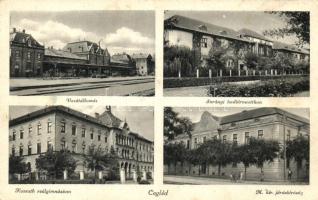 Cegléd, vasútállomás, Surányi hadiárvaotthon, Kossuth reálgimnázium, járásbíróság (fl)