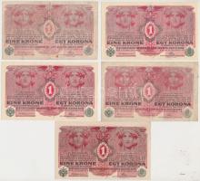 1916. 1K (5x) benne 7000 feletti sorozatszámú, valamint csillaggal jelölt is T:I-,II-,III