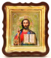 Modern ortodox műanyag ikon, keretben, 25×22 cm