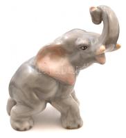 Herendi elefánt, kézzel festett, jelzett,  hibátlan, m:9,5 cm, h:7 cm