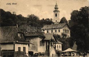 Szentantal, Eduard Wassermann üzlete, templom / shop, church (ázott / wet damage)