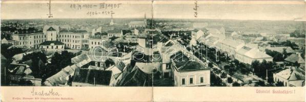 Szabadka, kiadja Heumann Mór, panoramacard (hajtásnál szakadt / bent til broken)