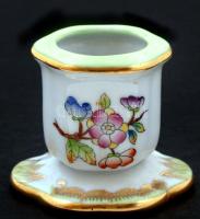 Herendi Viktória mintás gyertyatartó, kézzel festett, jelzett, hibátlan, m:4,5 cm