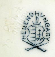 Herendi Viktória mintás gyertyatartó, kézzel festett, jelzett, hibátlan, m:4,5 cm