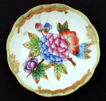 Herendi Viktória mintás tálka, kézzel festett, jelzett, hibátlan, d:8 cm