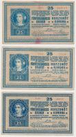 1918. 25K (3x) "3031" 3mm sima hátlappal, "3103" 3mm hullámos hátlappal, "3131" 3mm hullámos hátlappal T:III,II-