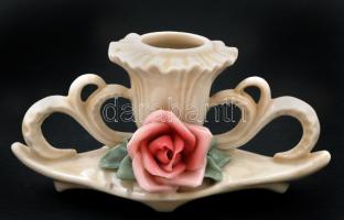 Ens gyertyatartó, kézzel festett, jelzett, hibátlan, m:5,5 cm, h:11 cm