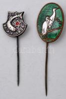 1935.I.27. Fém kitűző hátoldalon "DARS ZAGREB" gyártói jelzéssel + ~1980. "MOSZ" természetvédő zománcozott fém kitűző T:2