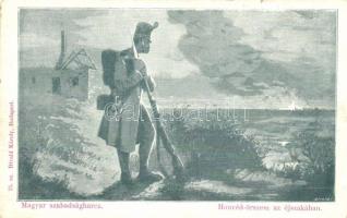 Magyar szabadságharc, Honvéd őrszem az éjszakában / Hungarian war of independence, sentinel, Divald (EK)