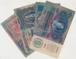 1902. 1000K + 1904. 10K + 1912. 100K + 1913. 20K (2x) + 1914. 50K + 1915. 10K mind felülbélyegzés né...