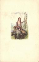 Italian art postcard, lady with guitar, Anna &amp; Gasparini 438M-6. s: Mauzan (fa)