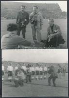 1954. május 23. Budapest, Népstadion, az angol–magyar mérkőzésről tudósító fotóriporterek, 2 db jelzetlen kép Kotnyek Antal (1921-1990) fotóriporter hagyatékából, 13x18 cm