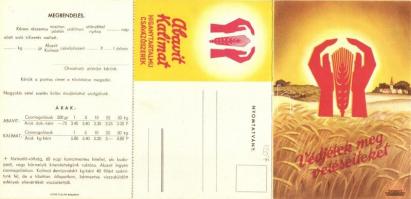 Abavil és Kalimat higanytartalmú csávázószerek reklám, kihajtható lap, megrendelőlappal; Klösz Coloroffset / Hungarian seed treatment advertisement with order form, folding card