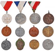 1952-1966. 12db klf fém sportérem, közte 1952. "Gerelyhajítás / 1952. III. hely" fém díjérem füllel (36mm), 1966. "Úttörő Atlétikai Négytusa Bajnokság 1966. - Városi" fém díjérem füllel (35mm) T:vegyes