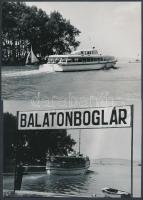 cca 1970 Balatonboglári kikötő, érkező és induló hajók, 3 db fénykép, 12,5x17,5 cm