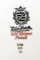 Német, Weimar echt Kobalt porcelán tányér, jelzett, hibátlan, d:25 cm/ German Weimar plate