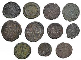 11db római rézpénz, IV. századi császárok érméivel (I. Contantinus, Licinius, II. Julianus, Valens) ...