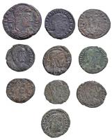 10db római rézpénz, IV. századi császárok érméivel (I. Contantinus, Constans, II. Constantinus, I. Valentinianus) T:vegyes 10pcs of roman copper coins from fourth-century emperors (Constantine I, Constans, Constantine II, Valentinian I) C:mixed